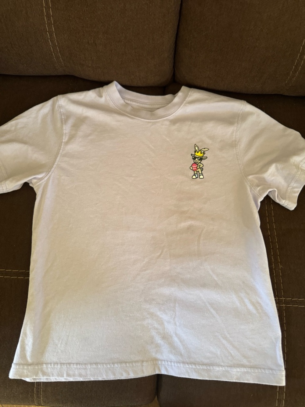 Kids White Short-Sleeve Tee with Colorful Bunny Graphic